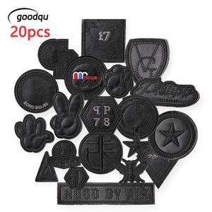 20개 블랙 가죽 레터 패치 의류용 자수 재킷 청바지 스티커 소형 백팩 바느질 야외 DIY