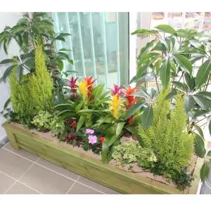 H1503 실내 원목 화분 거실 목재 나무 화단 정원 베란다 조경 텃밭 바퀴 화분