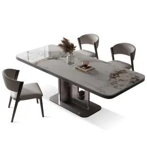 주방식탁 의자 6인용 블랙 식탁 4인용 세트 천연 대리석 호두나무 세라믹 앤우드