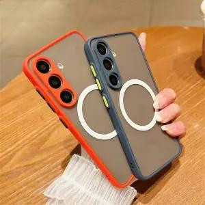 삼성 갤럭시 S22 S21 S20 FE S9 S10 플러스 울트라용 무광 반투명 마그네틱 케이스 맥세이프 무선 충전 지