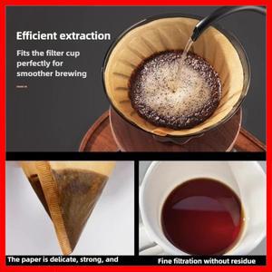 천연 나무색 V자형 커피 필터 종이 - 핸드 브루잉용 프리미엄 드립백, 친환경 & 무취 ( 추출)