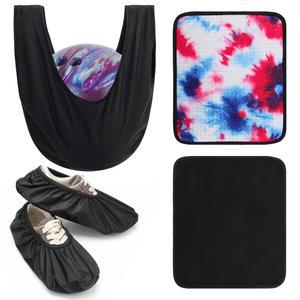 Anglekai 4팩 볼링공 액세서리 키트, 10인치 x 8인치 타월/폴리셔 백/신발 보호 커버로 청결/보관 가능