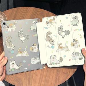 IPad 케이스 용 귀여운 고양이 2024 Air 11 13 M2 Pro 12.9 인치 10.2 7/8/9/10/11 세대 커버 10.5/9.7 3 4