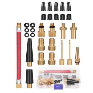21/30개 자전거 타이어 공기 주입기 튜브 바늘 및 에어 호스 어댑터 키트 - 수리 농구 밸브용 펌프 커넥터