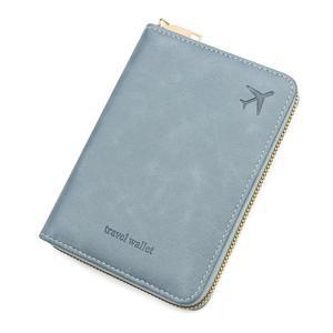 디프웨이 여권 소지자 여행 지갑 RFID 차단 지갑 보호 기능이 있는 풀 지퍼 카드 커버 카드용 멀티 슬롯 정리함 문서 필수품 (파란색)