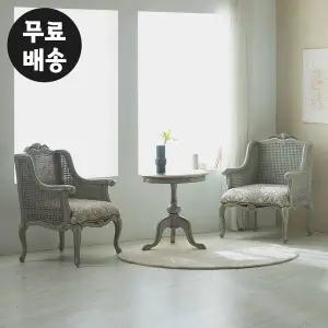 [벤티스가구]루노 원목 엔틱 부부테이블 세트 라탄형 의자 2인용 고급 명품 앤틱 가구 안방 테이블