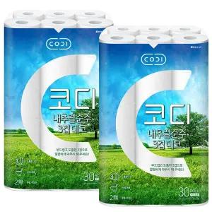 코디 3겹 내추럴 순수 3겹 데코 화장지 20m 30롤 x2개