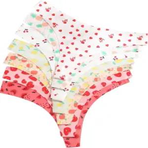 SHENHE 여성용 심리스 끈 노 쇼 인비저블 팬티 귀여운 프린트 탕가 속옷 7팩