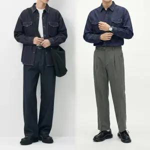 [화이트빌딩]남자 청남방 워싱 데님 빅사이즈 오버핏 셔츠