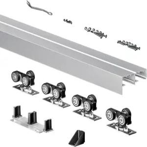 송영 헤비 듀티 바이패스 슬라이딩 옷장 도어 트랙 하드웨어 48인치 4피트 알루미늄 포켓 레일 세트