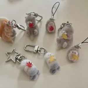 수달 키링 다람쥐 고슴도치 벨벳 열쇠고리