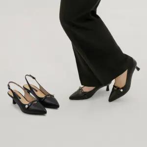 SOVO 케이시 진주 포인트 펌프스&슬링백 6cm