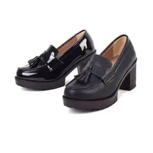 학생화 교복구두 여학생 구두 애나멜 블랙 키높이구두 WFKW21F