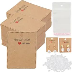 보석 포장용 펨틴도 150팩 귀걸이 카드 DIY 홀더 디스플레이 카드와 스터드 판매용 가방(브라운(귀걸이