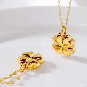 골드팡 24k 순금 통통행운클로버 펜던트 럭키데일리템 네잎클로버 미니금테크