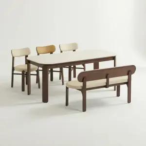 모네드 세라믹 원목 6인 식탁세트 벤치1개+의자3개)