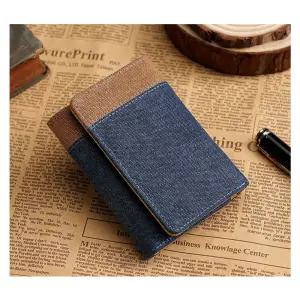 남자 캔버스 쇼트 3단 데님 반지갑 no.0003선물용 남성용중 선물용 클래식 학생 학생용 가죽 고급