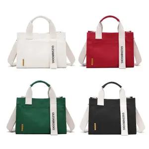 레터링 스트랩 포인트 캔버스 사각백 대학생 손가방