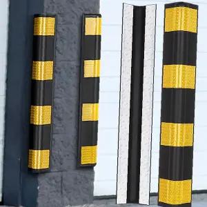 주차장 차량 충돌 방지 기둥 보호 패드 고무 소재 노란 줄무늬 반사 테이프