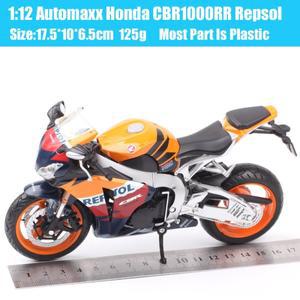 1/12 Automaxx 혼다 CBR1000RR Repsol 파이어블레이드 오토바이 다이캐스트 및 장난감 차량 스케일 레이싱
