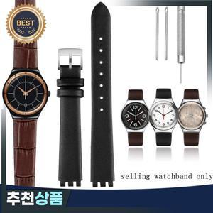SWATCH 소가죽 손목 밴드 블랙 레드 화이트 핑크 블루 다크 브라운 12mm 스트랩 여성용