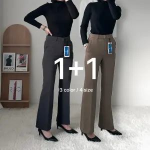 원쁠원 여성 기모 부츠컷 하이웨스트 키작녀 겨울 히든밴딩 슬랙스