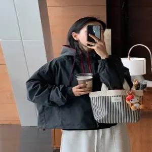 스포티 차콜드 윈드 후드집업 점퍼 (one color)