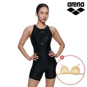 아레나 블랙앤블랙 3부 반신 크로스백 블랙 여성수영복 A6SL1LH08