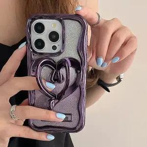 유니블링 아이폰 15 14 13 12 하트 링 반짝 글리터 투명 케이스