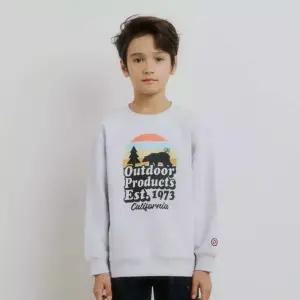 [아웃도어 프로덕츠 키즈]전면 그래픽 맨투맨 (멜란지 화이트) OD251IMM06_MWH