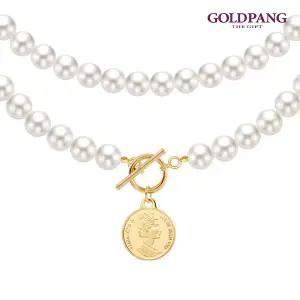 [골드팡] 14k 엘리자베스코인 토글 스와로브스키 진주 비드목걸이