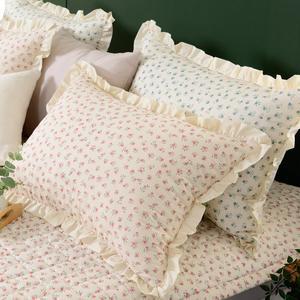 [SDECO]순수 60수 아사면 꽃무늬 프릴 워싱베개커버4X6 2컬러