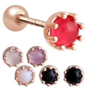 14K 골드필드핀 잼스톤 여성 데일리 패션 심플 피어싱 6종택1