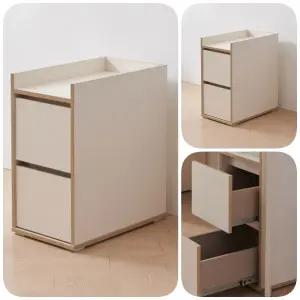 미니 틈새서랍장 낮은 슬림 책상밑서랍장 2단 300