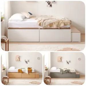 퀸사이즈 무헤드침대프레임 서랍형 수납침대 책장세트