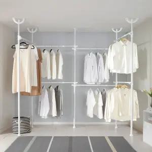 이지온 튼튼한 시스템 드레스룸 행거 EO-507 코너 ㄷ자 옷걸이 옷장 고정식 대형 행거