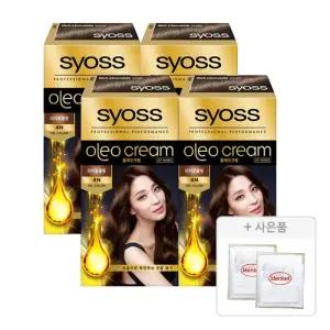 사이오스 올레오크림 새치커버 염모제 4N 리치초콜릿, 4개 + 증정( 염색키트, 2개 )