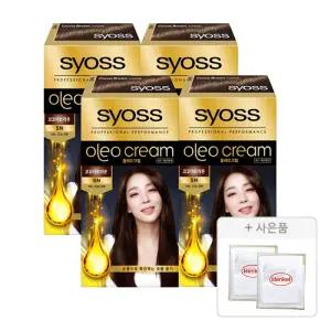 사이오스 올레오크림 새치커버 염모제 5N 코코아브라운, 4개 + 증정( 염색키트, 2개 )