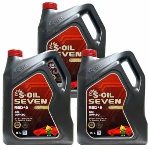 에스오일 세븐 레드 9 SQ 0W30 6L x 3개 1박스 가솔린 LPG 전용 100% 합성 엔진오일 (5w30 대체시 연비개선)