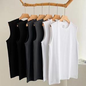 오버핏 두꺼운 20수 여름 민소매 셔츠 흰색 무지티 면 이너 맨 남자