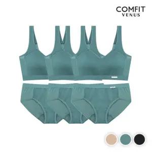 [컴핏비너스] 세미 보정 미디엄 서포트 브라팬티 3세트(SSET833)