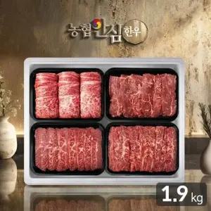 안심한우 달빛4호 한우등심 부채살 치마살 실속구이 선물세트 1.9kg 냉장 1등급)
