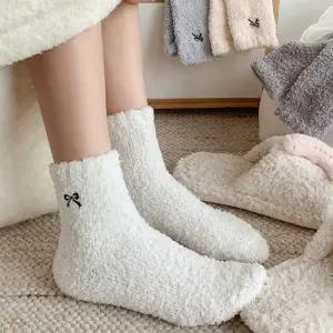 어나더뷰 파스텔 미니리본 수면양말 5켤레 세트 겨울 양말 2276