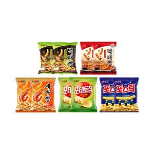 먹태깡세트3 (먹태깡고추마요, 2개, 먹태깡, 2개, 새우깡, 2개, 포테토칩, 2개, 포스틱, 2개)
