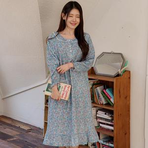 원피스잠옷 여성홈웨어 긴팔 면레이온 파자마 실내복 홈드레스