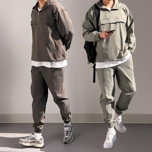 [당일발송] 코나 우븐 트레이닝 반집업 후드 아노락 밴딩 조거 세트 런닝복 땀복 M-4XL