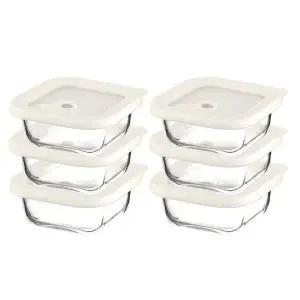 내열오븐유리 촉촉한 즉석한끼용기(정사각형 320mlx6p) 밥용기 유리용기 냉동밥보관 찜기 반찬통