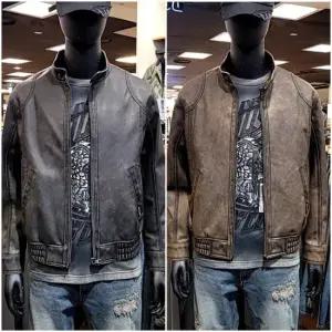 남성 빈티지 하이넥 레더 가죽 자켓_US
