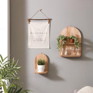 원목 라운드 선반 벽걸이 주방 양념통 나무 미니 우드