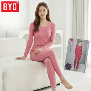 BYC 에어베이직 여성 내복상하세트 두꺼운 삼중직 겨울보온내의 환절기 할머니에어메리 순면동내의